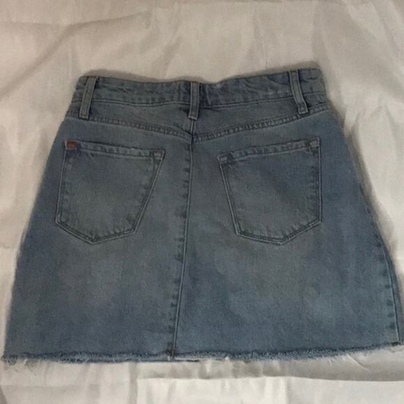 BDG Distressed Raw Hem Fly Zip Skirt S Boho Classic Costal Cowgirl Festival - Picture 2 of 10